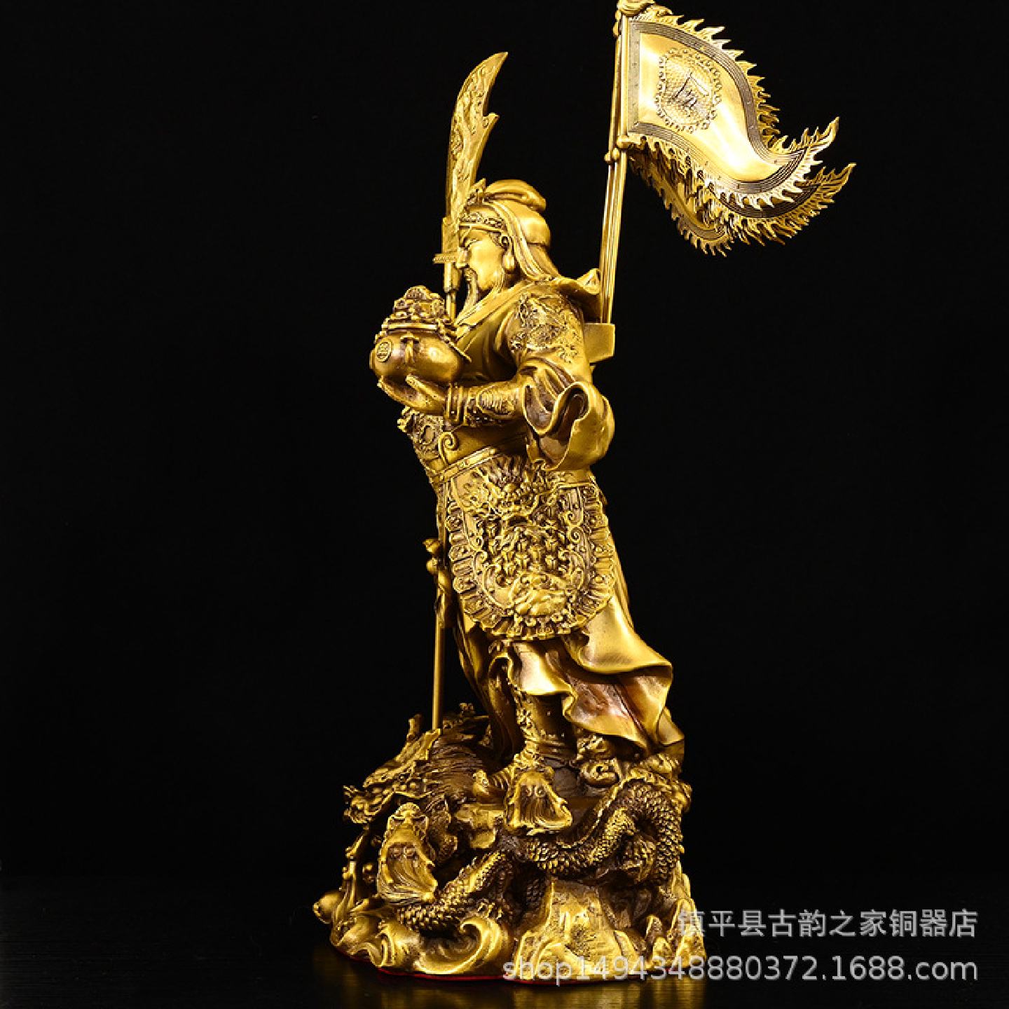 铜祥龙关公九龙关公武财神爷关羽户外/庭院摆件