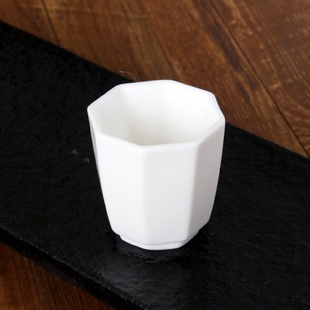 羊脂玉瓷大八边杯德化白瓷茶具个人品茗杯主人杯子陶瓷小单杯茶杯