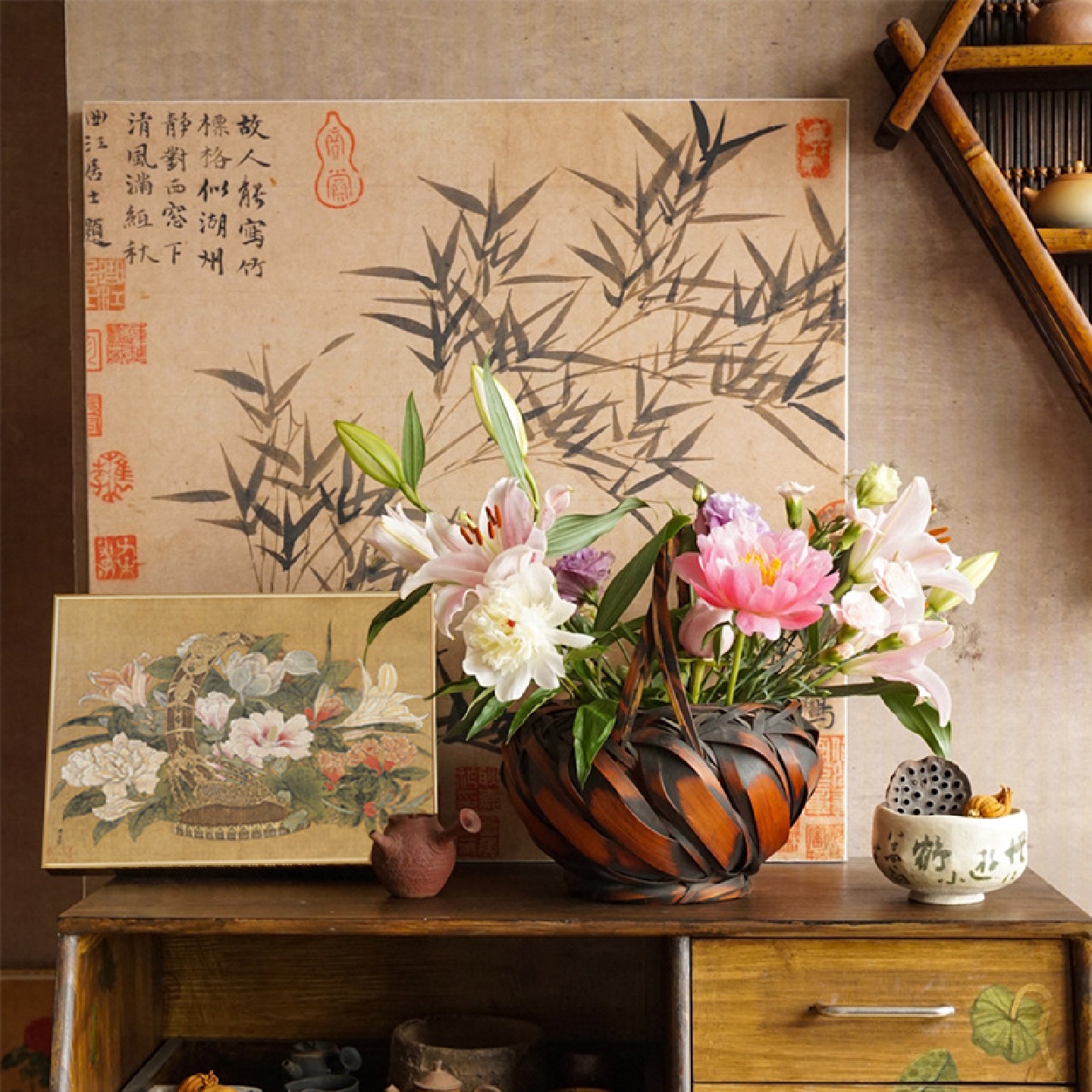 倪瓒墨竹国风新中式东方水墨竹子壁画客厅餐厅书房茶室装饰挂画