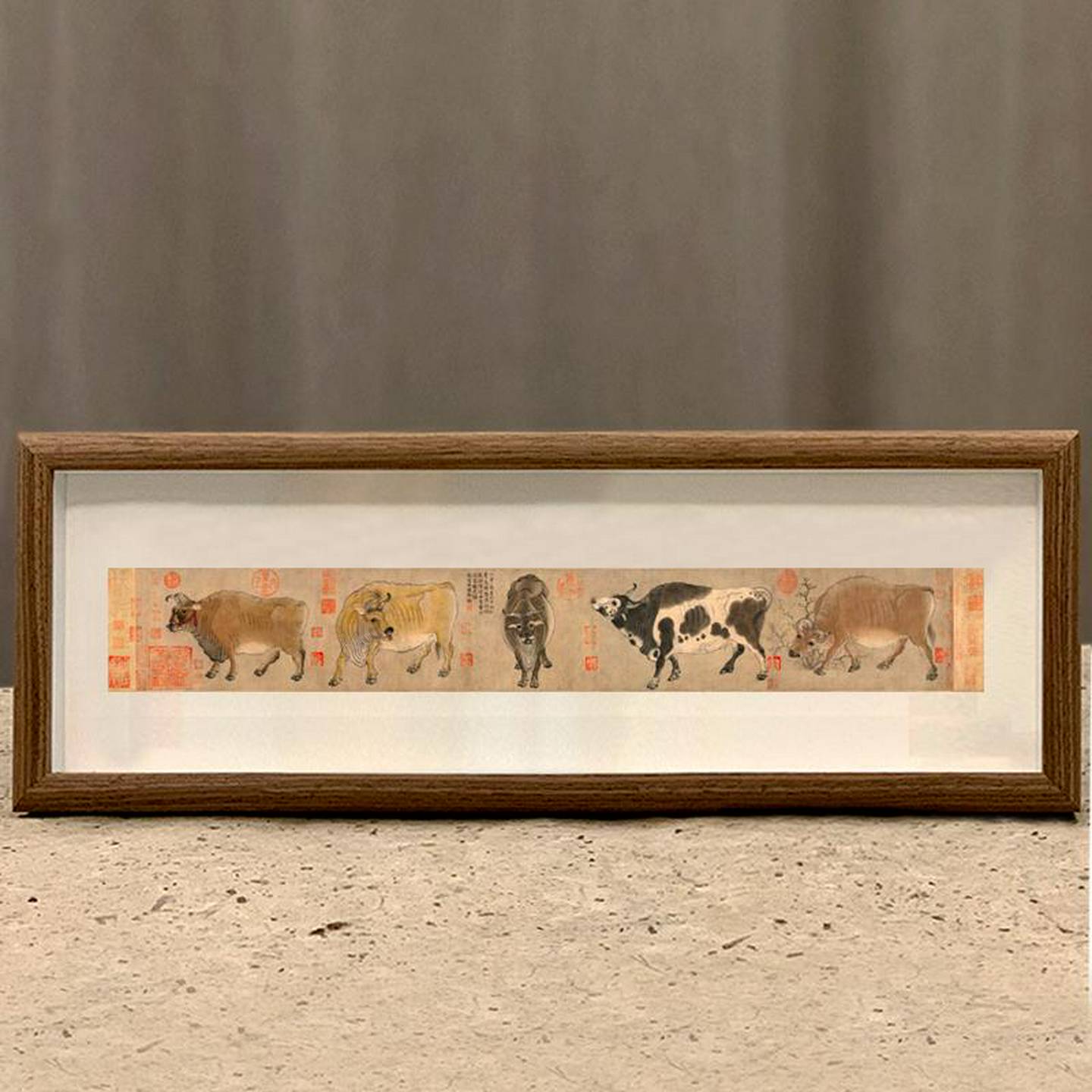 唐韩滉五牛图画字画摆台画挂画办公室装饰国画横幅山水画禅意礼物