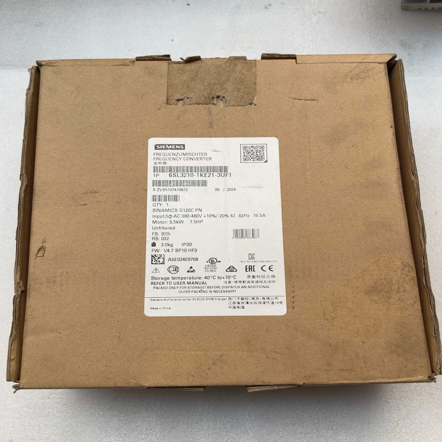 变频器6SL3210-1KE21-3UF1一台G120询价