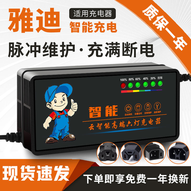 琳茵适用雅迪电动车充电器电瓶车48V12A60V20A72V三轮快充通用