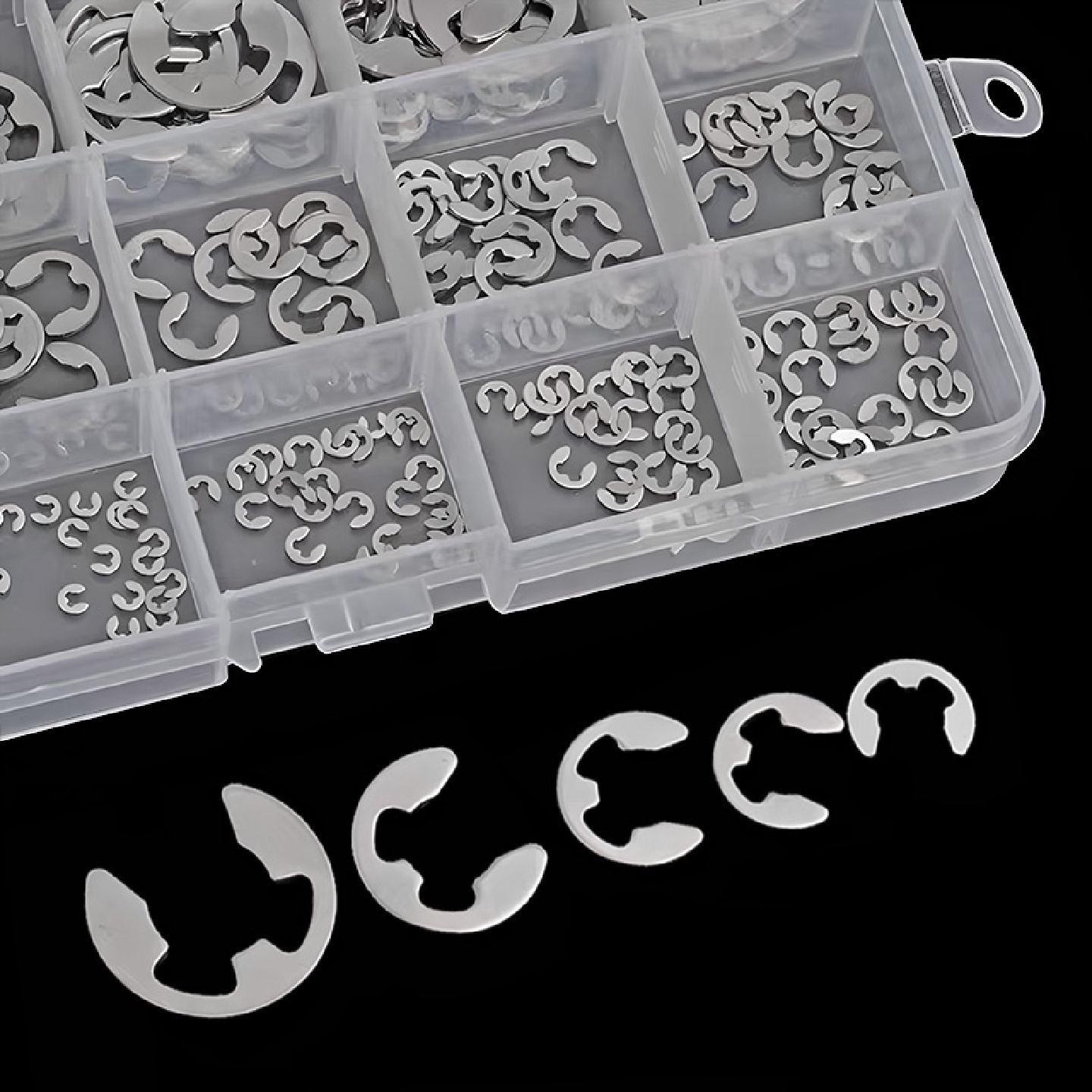 ll304不锈钢开口/孔用轴用挡圈卡簧套装E型卡扣弹性DIY家用盒装大