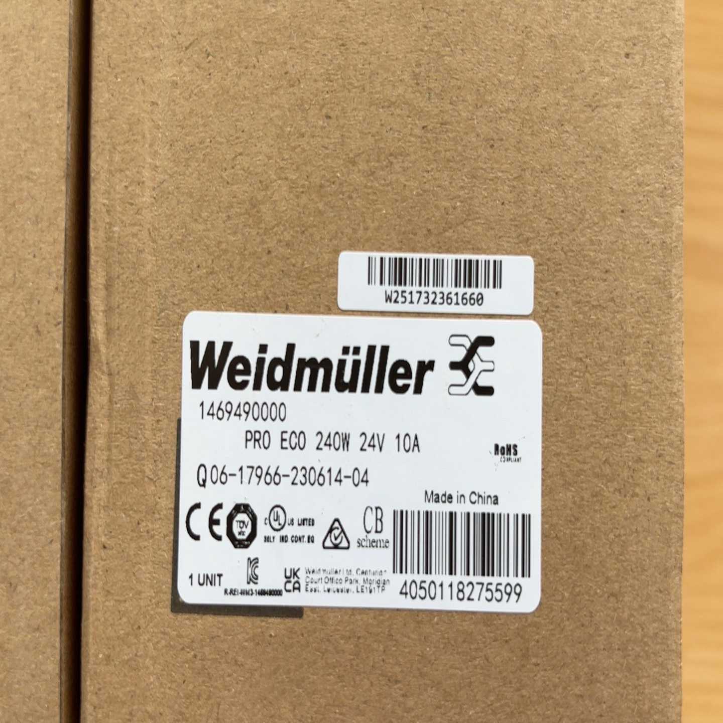 原装正品魏德米勒PROECO240W24V10A开关