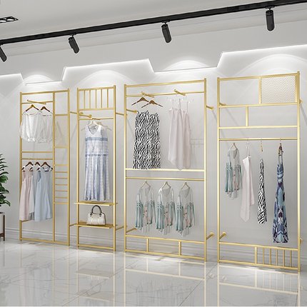 网红ins金色女服装店展示架上墙挂衣架组合壁挂式卖衣专用货架子