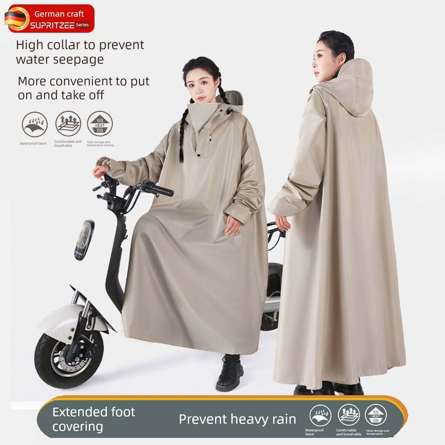 电动汽车专用雨衣，牛津布女式连体雨披，加厚加粗，方便穿脱，人,居家日用,雨披/雨衣,淘宝优惠券,粉丝福利购,淘宝优惠卷