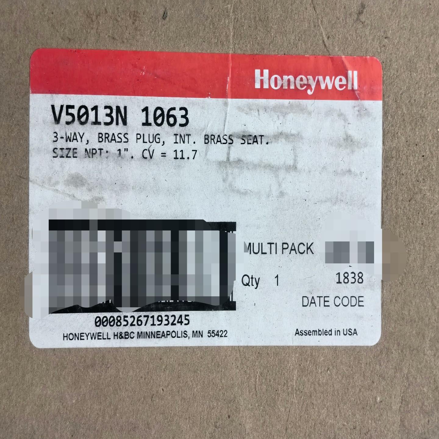 V5013N1063全新霍尼韦尔三通阀，型号内径1