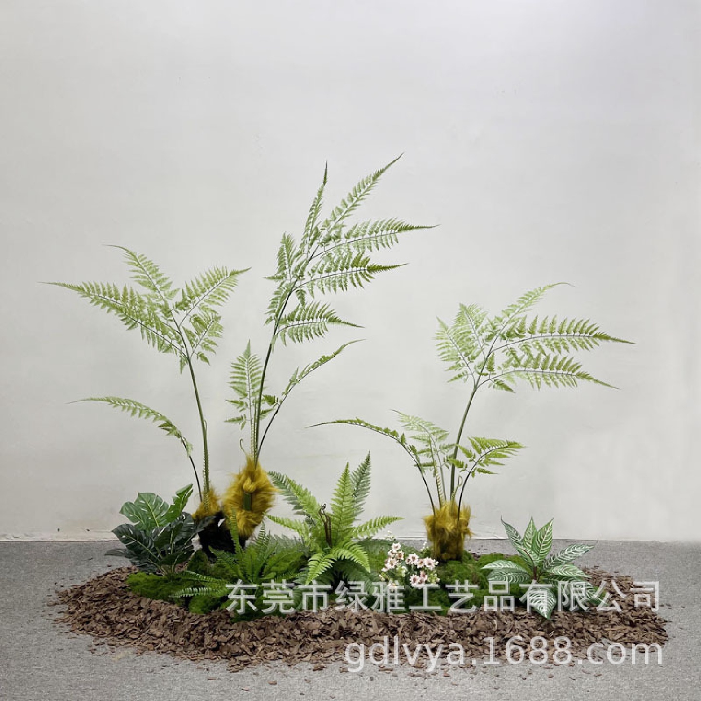 仿真金丝猴头蕨长毛蕨绿植盆栽茶室庭院新中式禅意造景假植物装饰