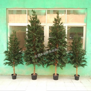 饰喜庆挂件绿植盆景 厂家供应仿真松树胶叶圣诞树商场假树装