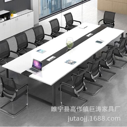 会议桌长桌简约现代实木办公桌小型长方形工作台桌子钢木桌组合