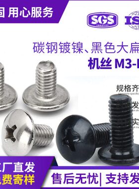 TM镀镍大扁头螺丝机牙螺丝碳钢黑色大头扁圆头机丝螺丝钉M3/M4/M5