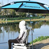 朝宇渔品拐杖钓鱼伞万向大钓伞加厚黑胶手杖雨伞防暴雨防晒遮阳伞