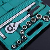 省力拆卸汽车套筒套装 13件套汽修机修棘轮组合套管扳手维修工具箱