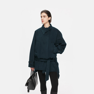 李大琪【兰德斯之夜】气质贵气有腰带100羊毛呢外套中长款大衣