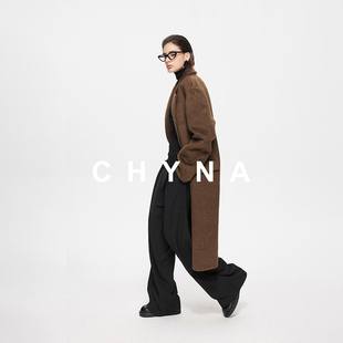 李大琪【西雅图】老钱风莱赛尔天丝羊驼毛绵羊毛呢外套长款大衣