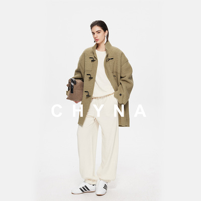 李大琪【牛津学院】牛角扣高品质苏力羊驼毛绵羊毛呢外套长款大衣