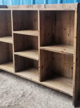 实木卧室小型落地矮书柜架靠墙学生简易置物架玩具收纳格子柜M057