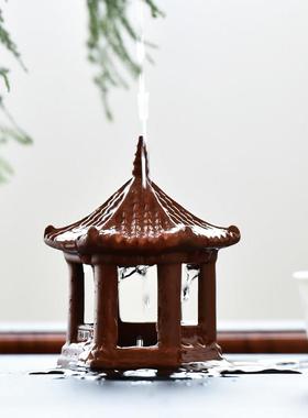 中式小亭子凉亭陶瓷家居摆件禅意盆景造景茶桌桌面装饰品茶道摆设
