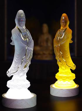 精品彷琉璃持珠观音居家佛堂供奉平安观音菩萨佛像树脂保平安摆件