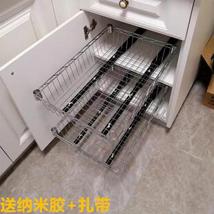 自制整体橱柜拉篮厨房置物架轨道厨房抽屉改造衣柜diy碗碟架柜内