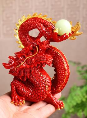 朱砂摆件红砂祥龙生肖青龙居家办公商务礼品装饰摆摆设