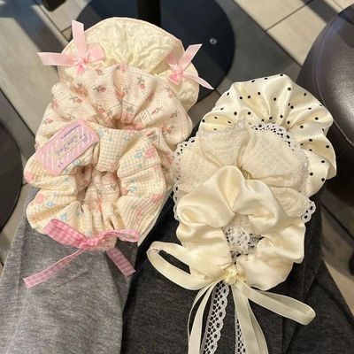 公主风花边蝴蝶结大肠蕾丝发圈碎花马尾少女甜美温柔发饰头绳发绳