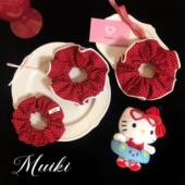 轻奢肥肠圈复古风红色头饰港风配饰红色发圈双马尾发圈高颜值小众