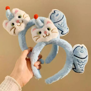 ins风新款 创意猫咪可爱发箍卡通毛绒搞怪洗脸拍照头箍发卡发饰女