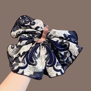 2025新款 碎花大肠发圈气质精致马尾头绳洋气发饰 高级图腾印花韩版