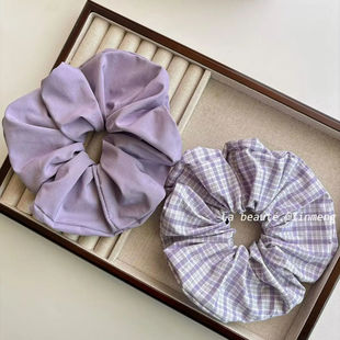 新款 马尾头绳气质发饰女 ins风紫色条纹网红韩系清新大肠发圈新款