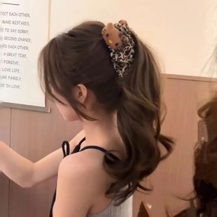 2025新款 kitty豹纹香蕉夹女高级感大号马尾夹竖夹后脑勺盘发饰女