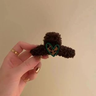 轻奢复古韩国高端毛绒爱心小抓夹马尾夹子发卡抓夹小号发夹鲨鱼夹