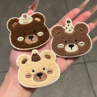 简约无痕可爱帽子小熊无痕魔术贴碎发侧边发帖发饰少女发粘发饰女