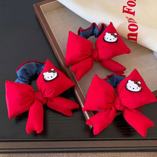 韩系红色kitty蝴蝶结大肠发圈高级感低马尾头发头绳气质头饰发饰