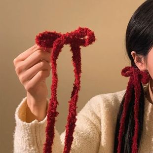 2025新款 高级感前额碎发刘海夹头饰发卡 毛绒蝴蝶结发夹女新款