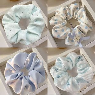 蓝色系薄荷绿新款 韩系大肠波点发圈高级发绳慵懒马尾发饰女头绳