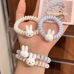 可爱卡通米菲兔电话线发圈超萌甜美高弹力耐用马尾发绳简约发饰闺