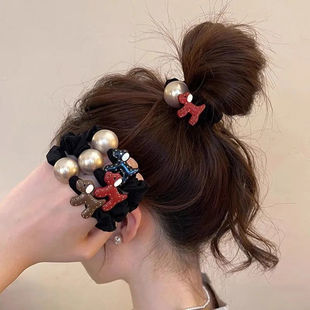 百搭高弹力马尾橡皮筋发绳 卡通小狗头绳时尚 小众奢华2025新款 夏季