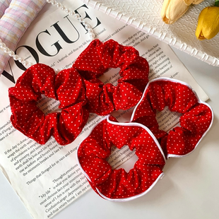 2025新款 气质复古肥肠圈红色港风红色发圈双马尾发圈高颜值发饰女