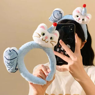 创意猫咪可爱发箍卡通毛绒企鹅小鱼搞怪洗脸拍照头箍发卡头饰发饰