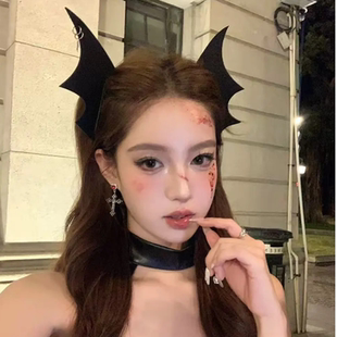 暗黑克鲁鲁恶魔女王蝙蝠头饰万圣节亚文化翅膀cos发夹哥特发饰女
