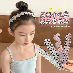 儿童发贴新款 刘海碎发神器女童魔术贴发带小女孩粘头发箍可爱发饰
