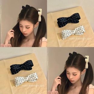 韩系波点蝴蝶结发夹香蕉后脑勺甜美马尾少女扭扭高级鲨鱼头饰发饰
