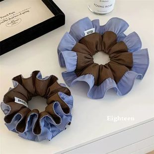 高级韩系质感新款 撞色大肠双层发圈发绳发饰头绳头发气质丸子马尾