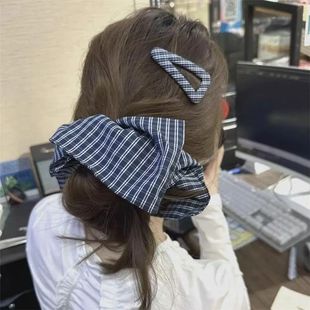 新款 2025韩系格子布方巾大肠方格发圈气质马尾发绳发饰头绳头饰女