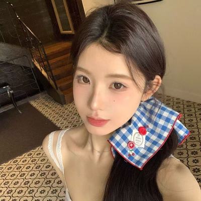 韩系2025格子方巾大肠方形发圈高级慵懒头绳风扎头发发饰大号发圈