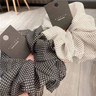 韩国发饰轻奢网纱小众设计雪纺布艺头花气质发绳头圈波点大肠发圈