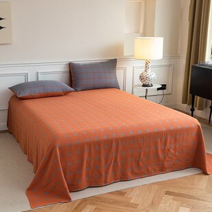 全棉色织双层纱单床单提花柔软家用双人单品100被单2024新款