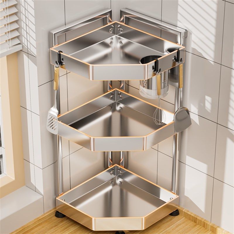 厨房不锈钢厨房置物架调味罐架台面放调味瓶品三角转角多功能收纳,厨房/烹饪用具,调料置物架,淘宝优惠券,粉丝福利购,淘宝优惠卷