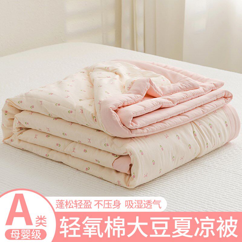 A类小清新轻氧棉夏凉被四件套空调被可机洗大豆纤维薄被学生夏被4
